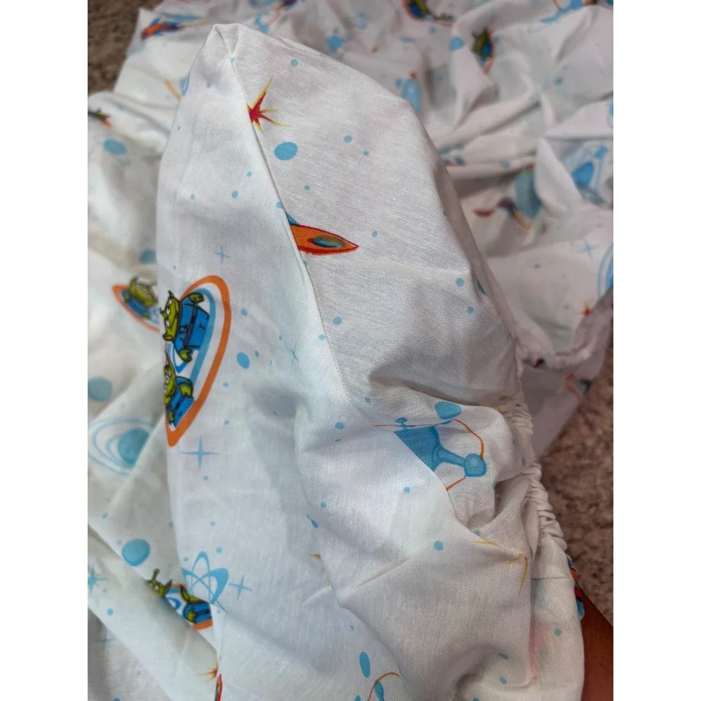 Disney Home Toy Story Twin Fitted Sheet Little Green Men Space Alien Vintage USA